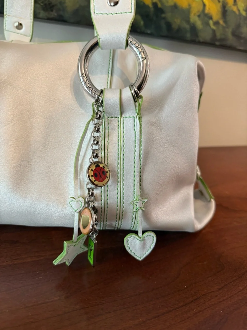 Elliott Lucca Pearly White Leather Shoulder Bag | Y2K Charm Bag Spring Summer 🤍 - Picture 3 of 16